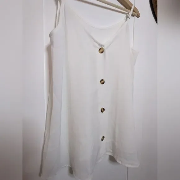 Women's white sheer tank top  - XL Buttons - Picture 11 of 11